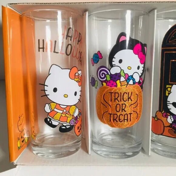 Sanrio Hello Kitty Halloween Limited Edition Glassware Set Of 4 Cups - Picture 4 of 4